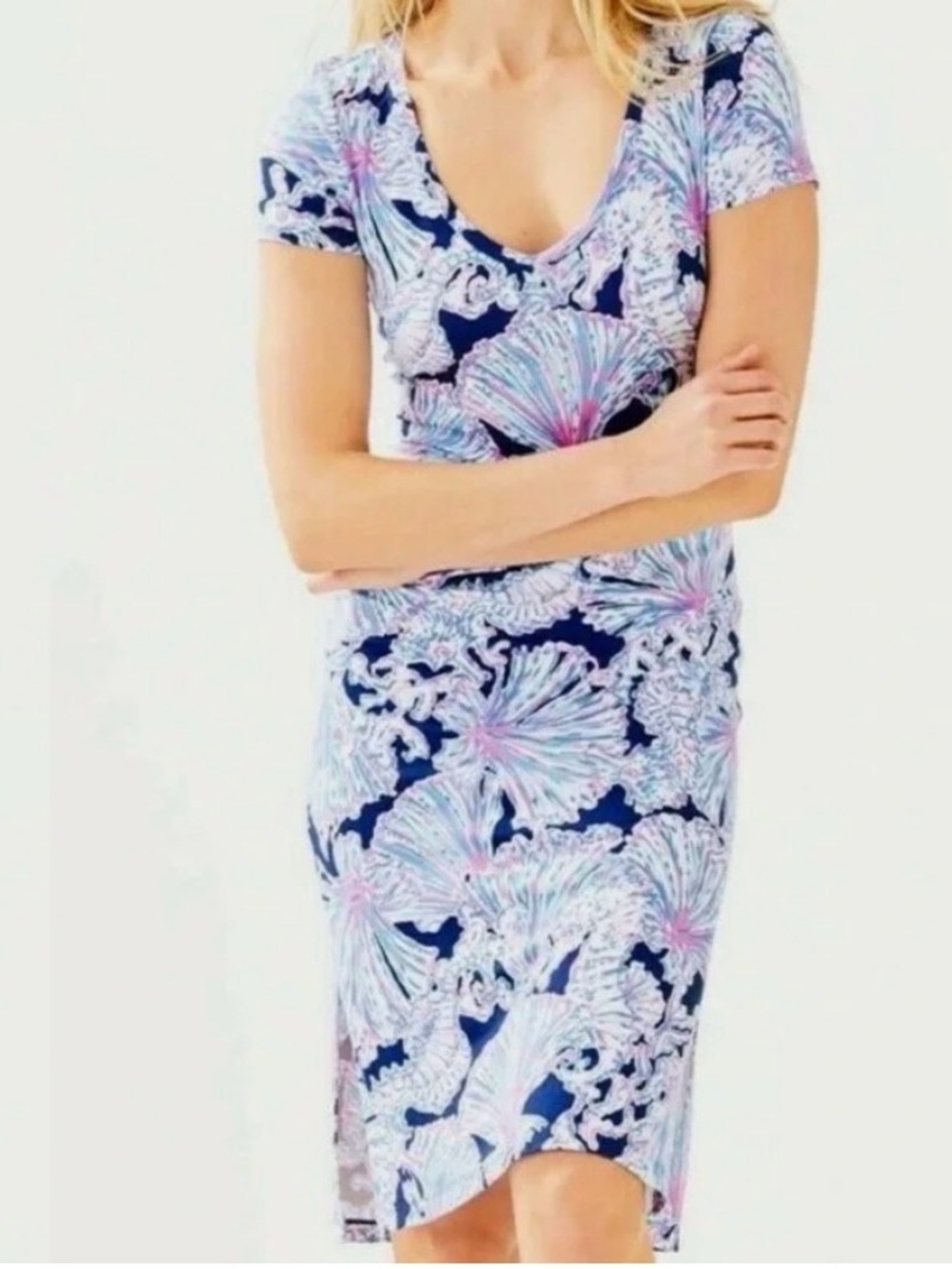 Lilly Pulitzer Navy Multicolor Floral Midi Dress